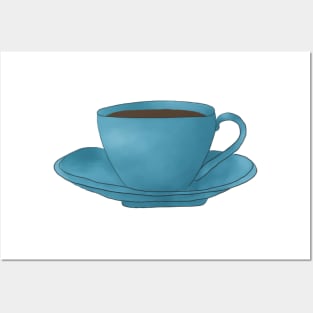 Blue Teacup with Saucer Posters and Art